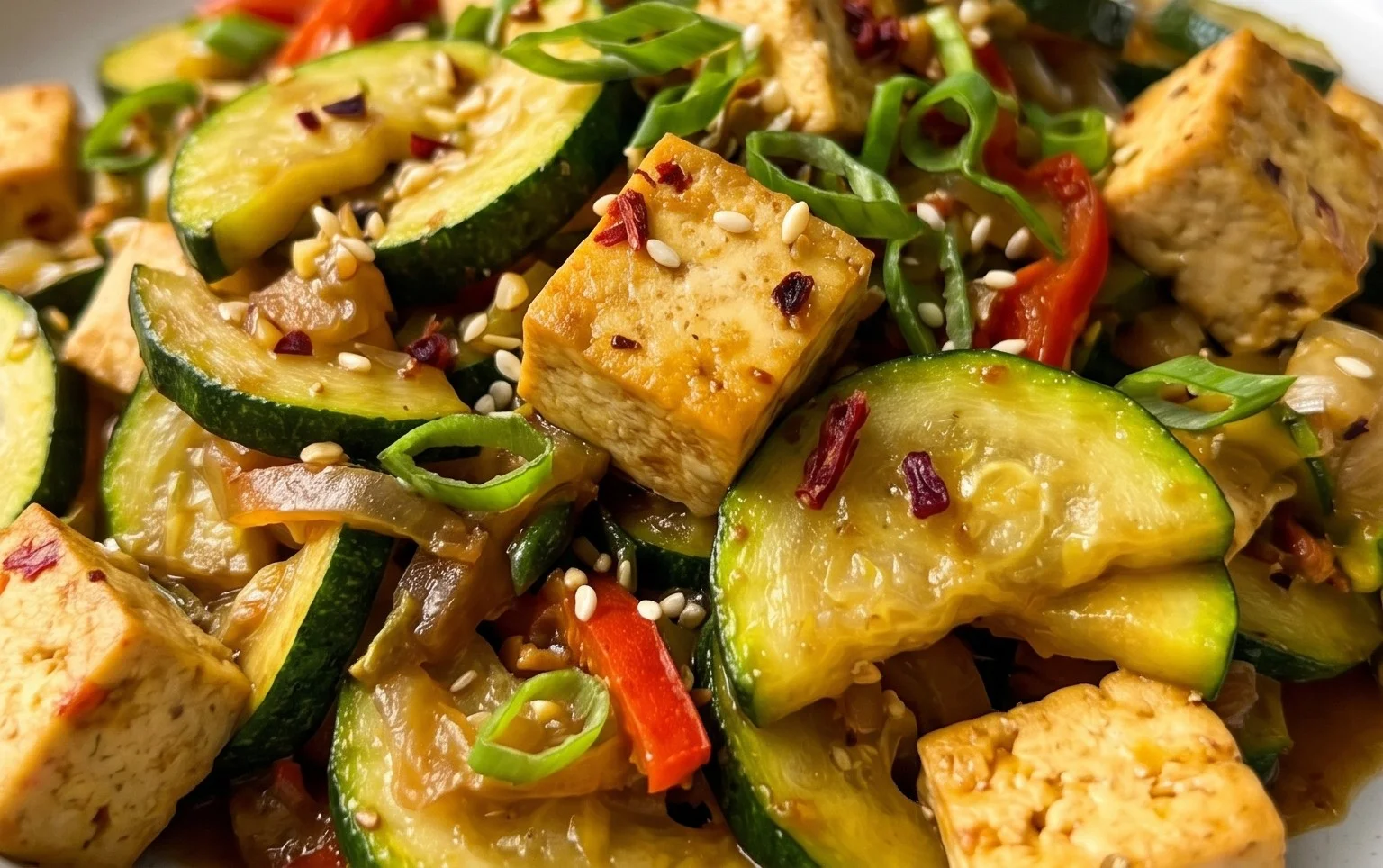 Zucchini Stir Fry With Tofu (Vegan)