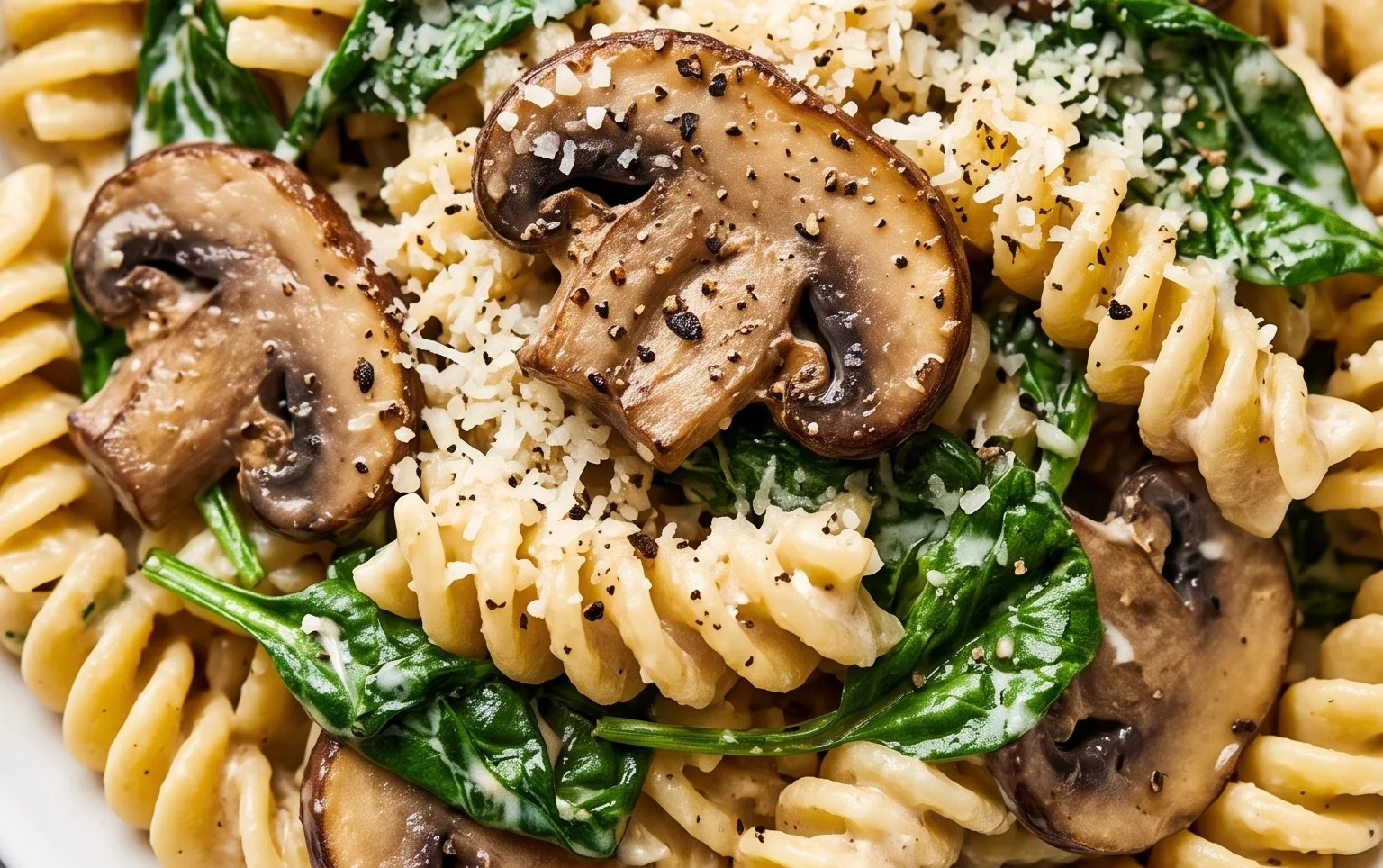 Parmesan Spinach Mushroom Pasta Skillet