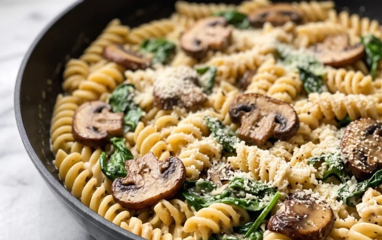 Parmesan Spinach Mushroom Pasta Skillet