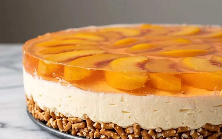 Peach Pretzel Salad Dessert