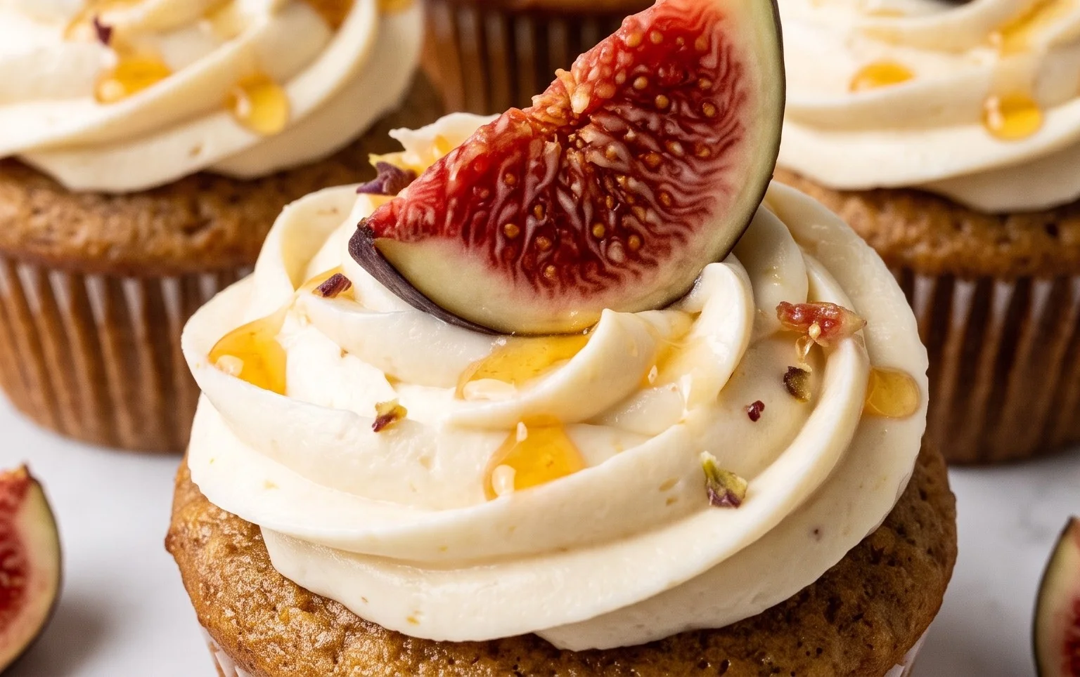 Fig Cupcakes with Honey Cream Cheese Frosting
