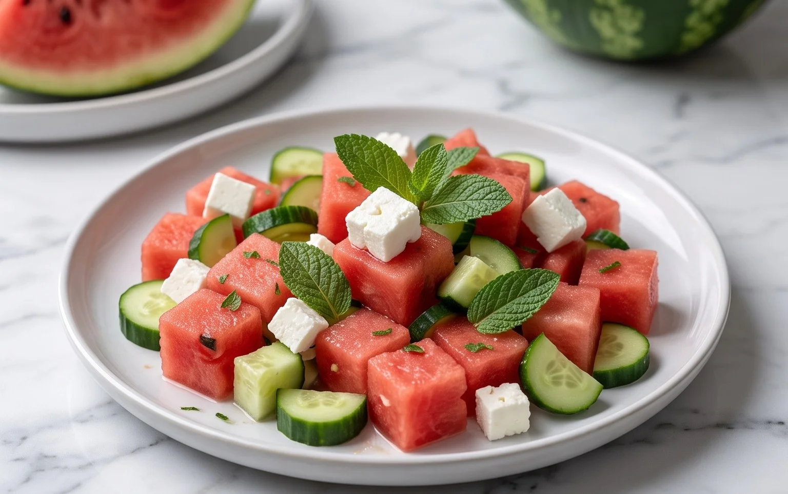Watermelon Salad with Cucumber and Feta
