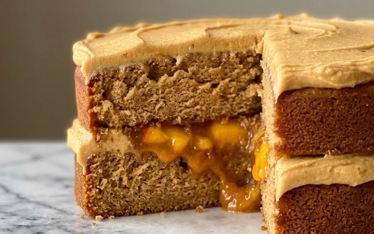 Brown Sugar Layer Cake with Peach Filling